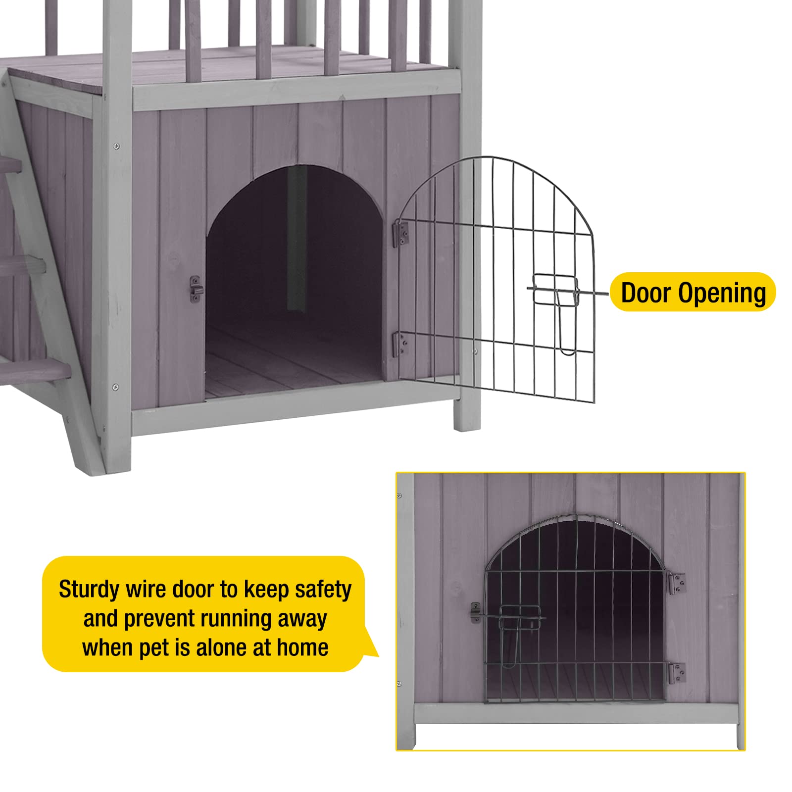 Aivituvin Dog House Feral Cat House Outdoor And Indoor,Pet Houses With Stairs,2 Storys