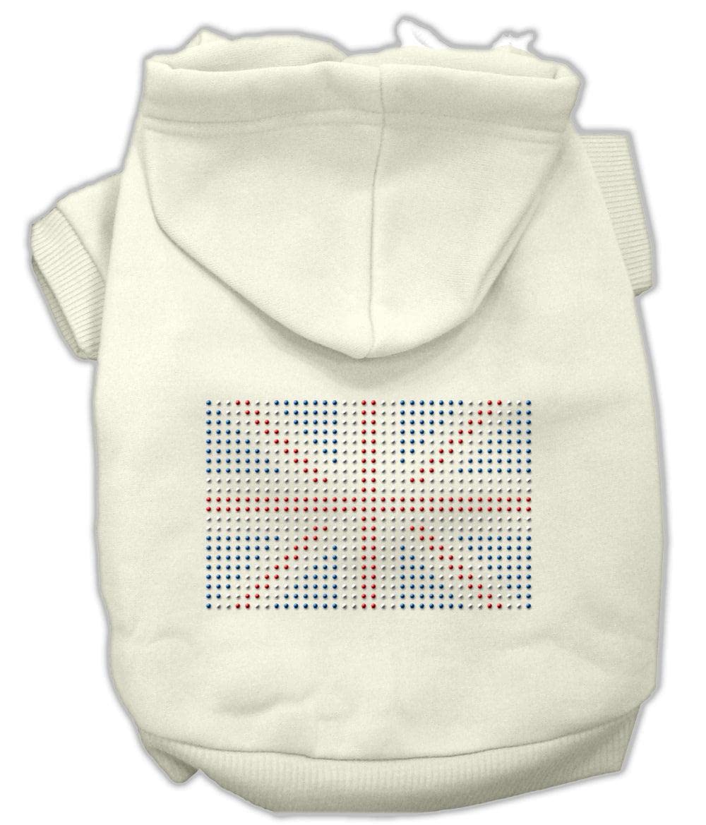 Pet, Dog & Cat Hoodie Rhinestone, "British Flag" Red 3XL (25-35 lbs.)