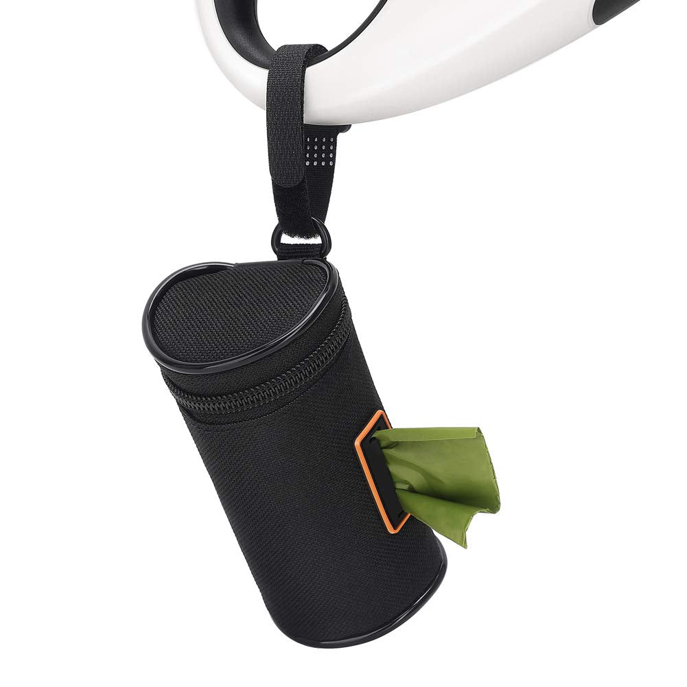 MalsiPree Poop Bag Holder Leash Attachment, Waste Bag Dispenser with Stainless Steel Buckle Clip & Adjustable Strap Fit for Any 