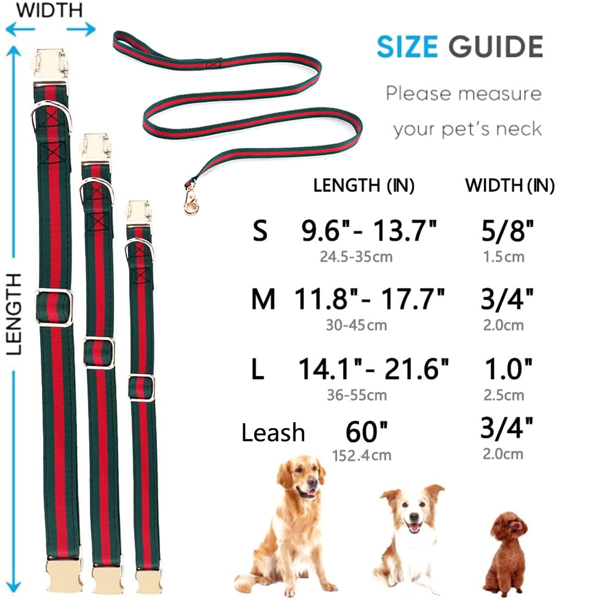 Premium Dog Collar, Cute Dog Collars Luxury Style, Durable Pet Collars And Dog Leash With Metal Buckle Safety For Medium Dogs