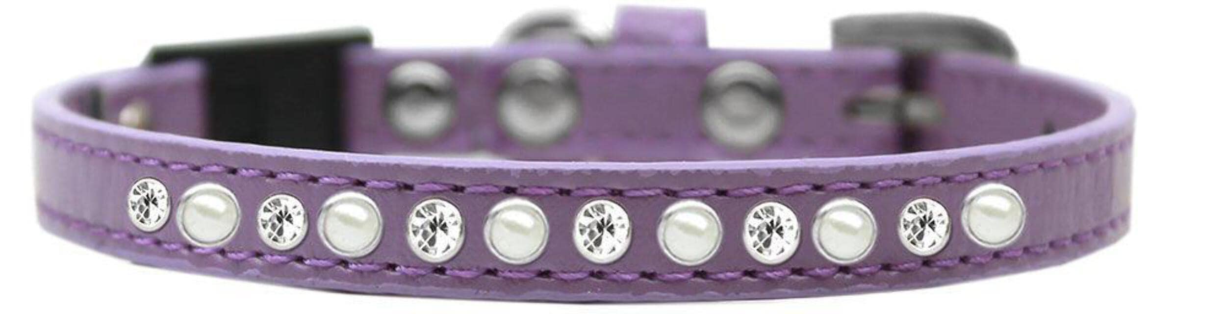 Breakaway Cat Collar, "Pearl & Clear Jewel" Aqua 10