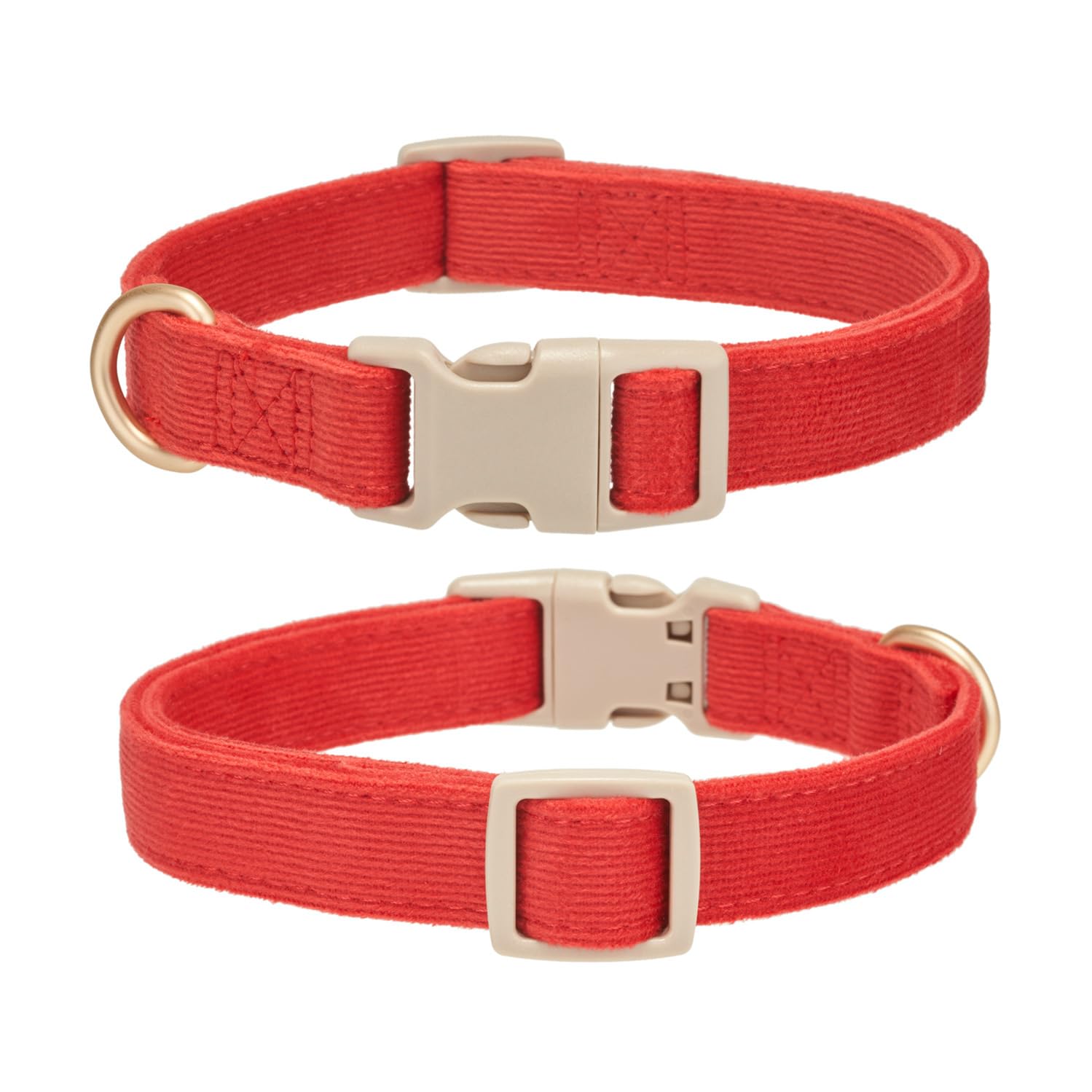 Yudote Soft Cotton Dog Collar Adjustable Corduroy Dog Collars For Small Medium Large Dogs(Red,Small)