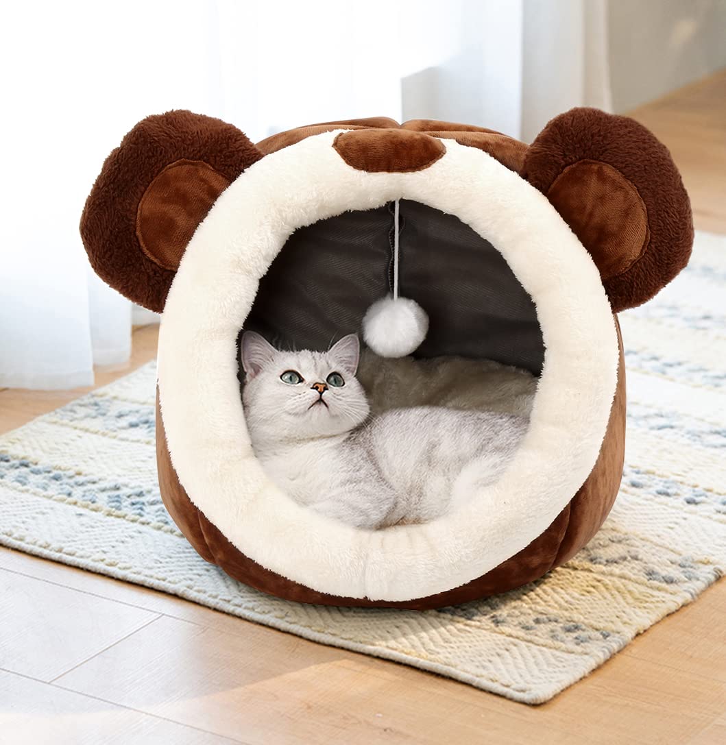 Lcybem Cat Beds For Indoor Cats - Cat Bed Cave With Removable Washable Cushioned Pillow, Soft Plush Premium Cotton No Deformatio