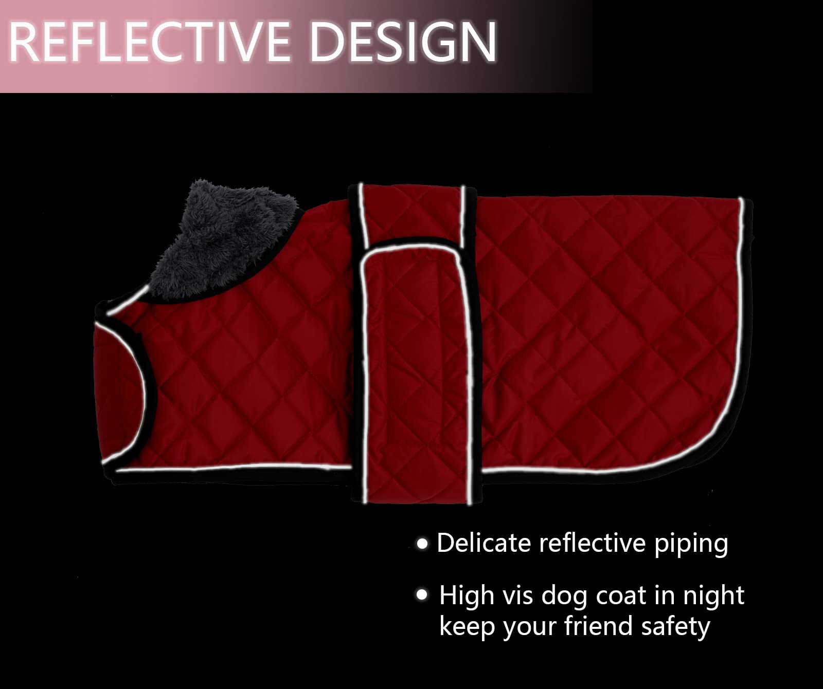 Warm Thermal Quilted Dachshund Coat, Dog Winter Coat With Warm Fleece Lining, Outdoor Dog Apparel With Adjustable Bands For Medium, Large Dog-Red-L