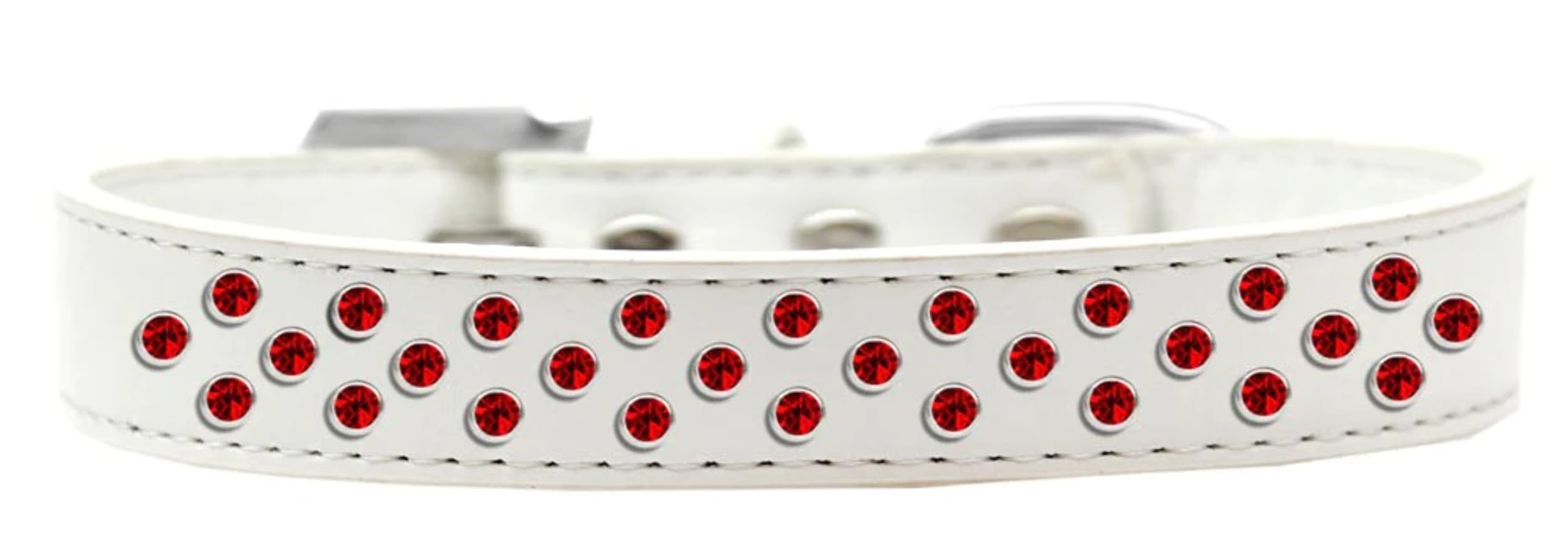 Dog, Puppy & Pet Fashion Collar, Red Crystal Rimsets Sprinkles White 12