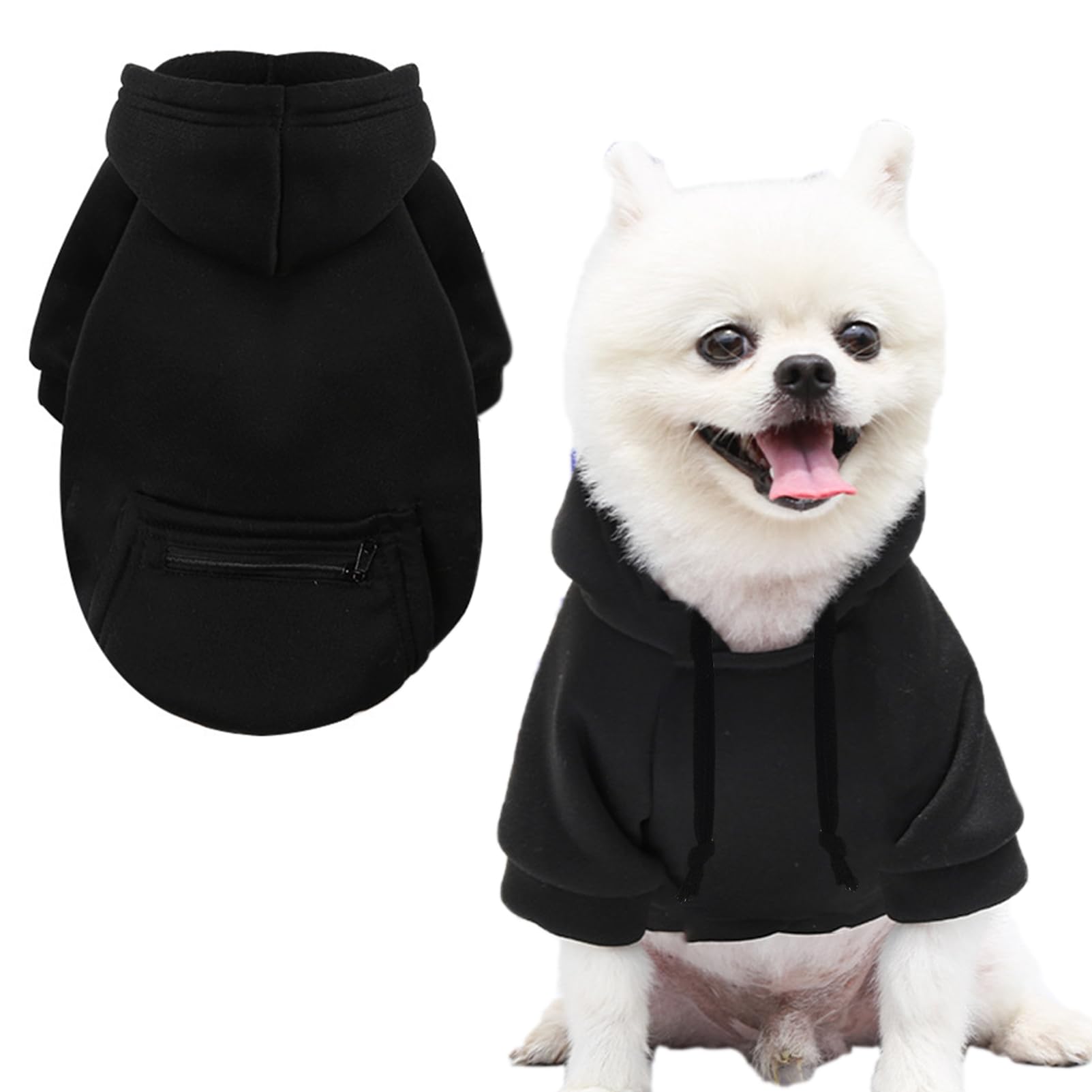 Jecikelon Winter Dog Hoodie Sweatshirts with Pockets Warm Clothes for Small Dogs Chihuahua Coat Puppy Custume Clothing (XX-Small