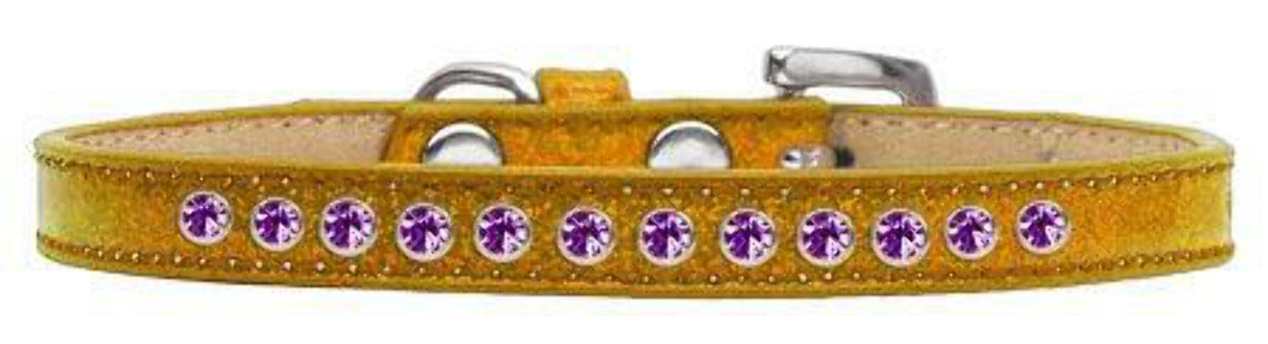Dog, Puppy and Pet Ice Cream Collar, Purple Crystal Rimsets Silver 16