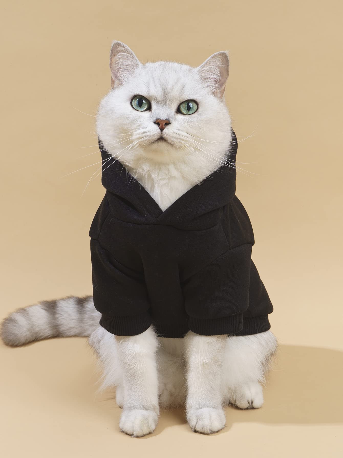 Qwinee Dog Hoodie Shirt Sweatshirt - Stylish Clothes For Cat Kitten Puppy Small Medium Large Dogs - Black X-Large
