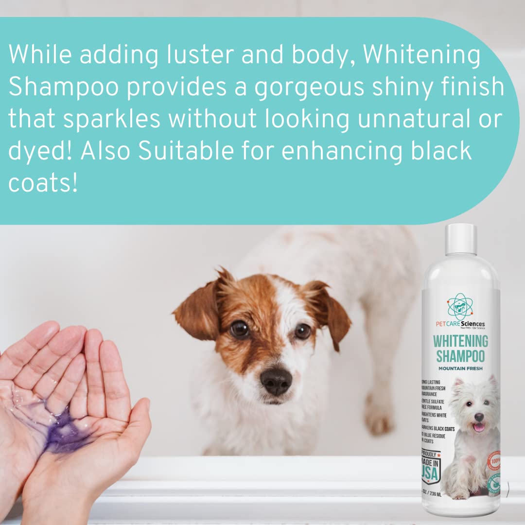 PET CARE Sciences 8 fl oz Dog Whitening Shampoo - Dog Shampoo for White Dogs - Brightens White and Darkens Dark Coats - Tearless