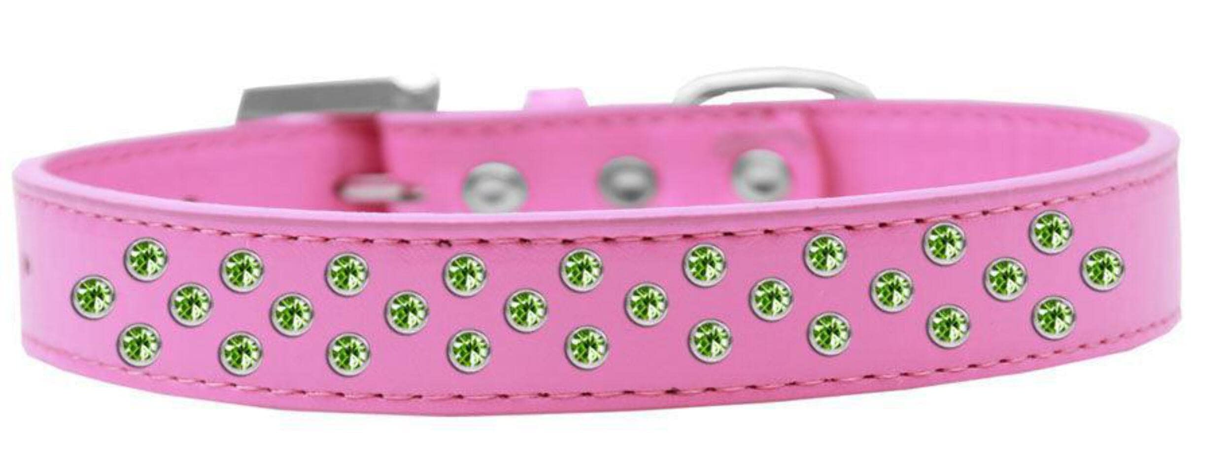 Mirage Pet Products Sprinkles Dog Collar with Lime Green Crystals, Size 14, Black