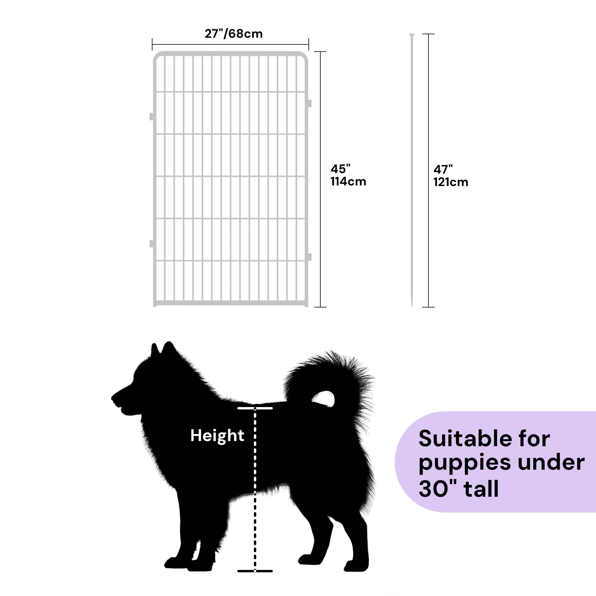 Sunsgrove Indoor Dog Playpen With Wider Door, 45 Inch 2 Panels Non Slip Dog Pen Indoor, Anti Rust Dog Fence, Free And Safe Play,