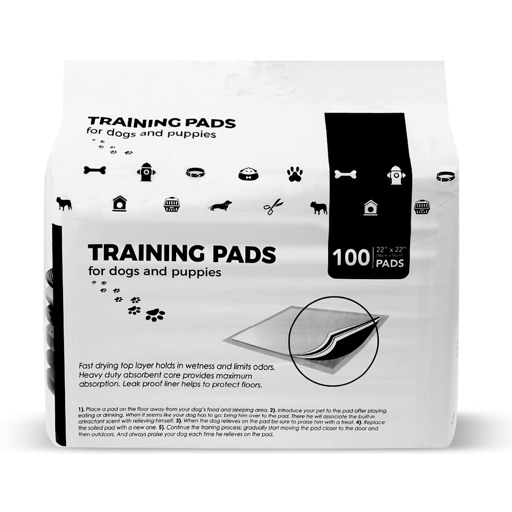 BV Puppy Pads 100 Count - Leak-Proof 6-Layer Dog Pee Pads, 22"x 22", Quick Absorb Plastic, Basic Color