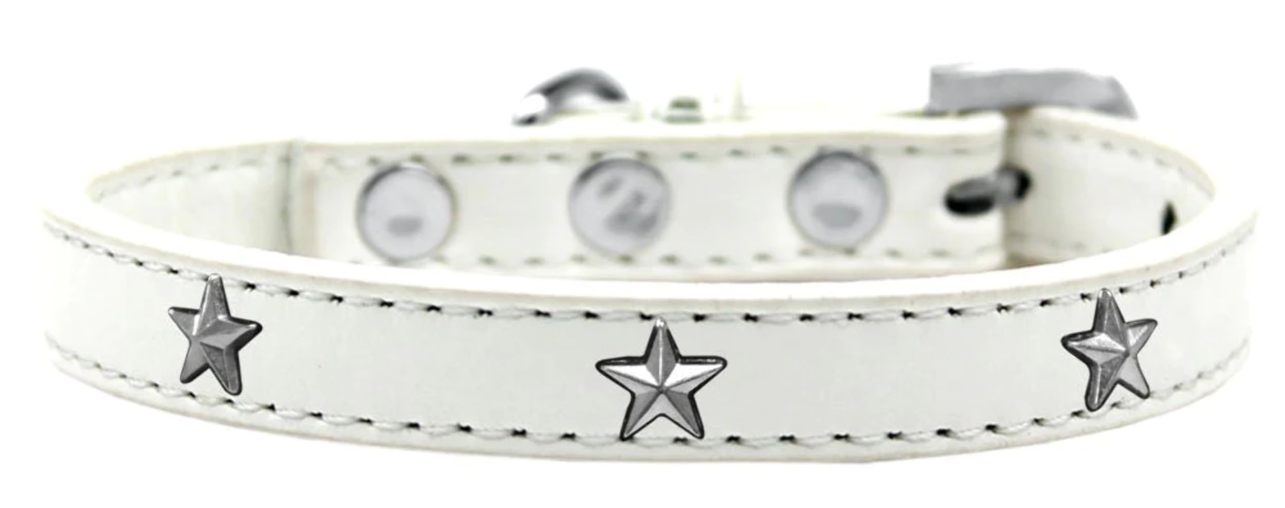 Dog, Puppy & Pet Widget Fashion Collar, Silver Star Aqua 14