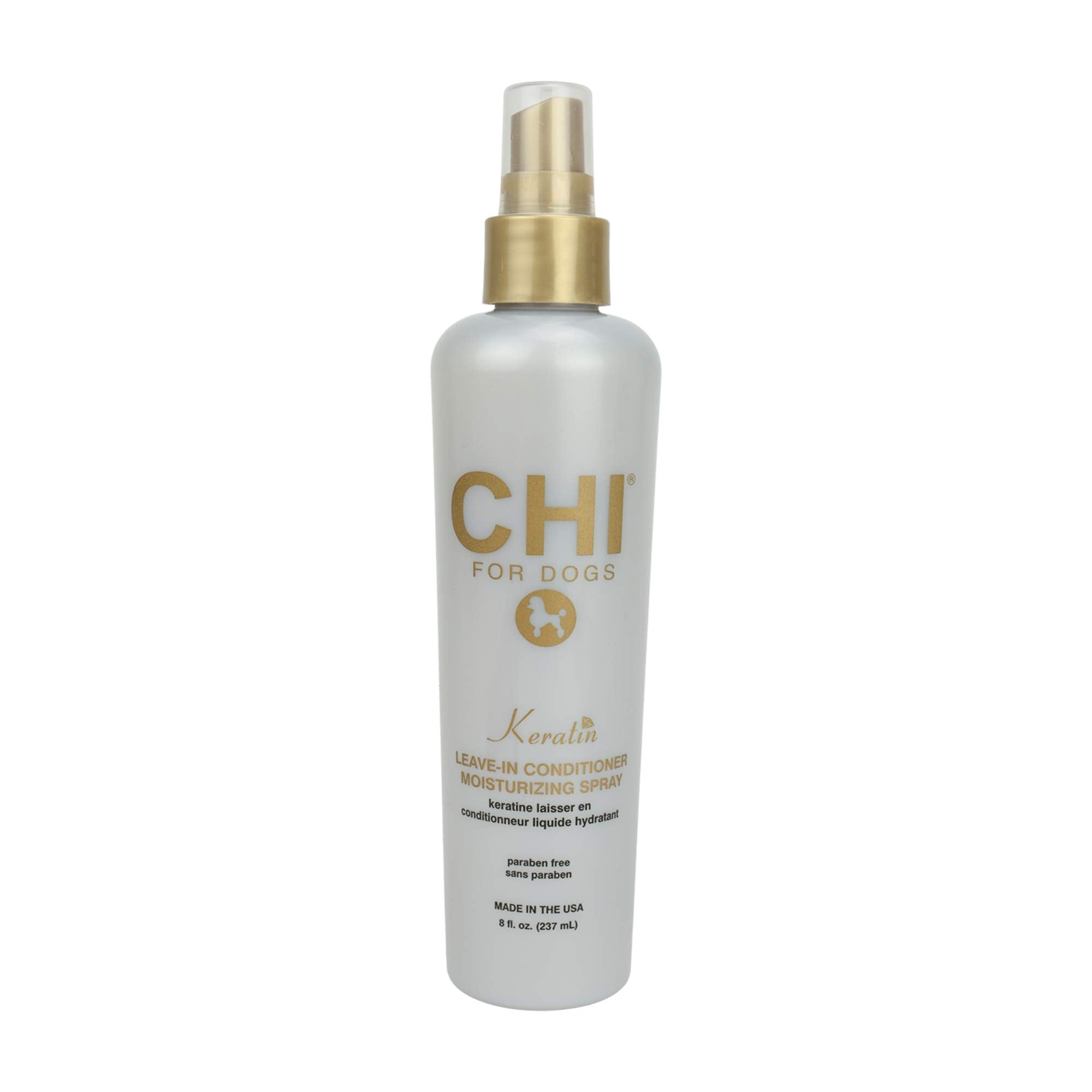 CHI For Dogs Keratin Leave In Conditioner Moisturizing Spray, 8 oz Paraben Free & pH Balanced for Dogs Made In the USA, Clear (F