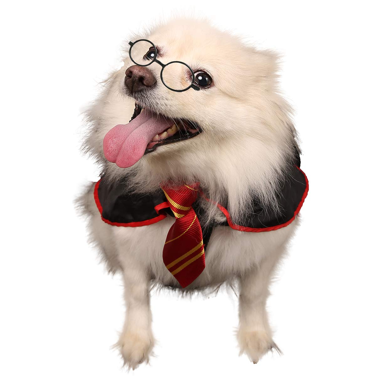 Coomour Halloween Dog Costume Pet Wizard Shirt Cat Soft Clothes For Dogs Cats Soft Hoodies With Glasses (Medium)