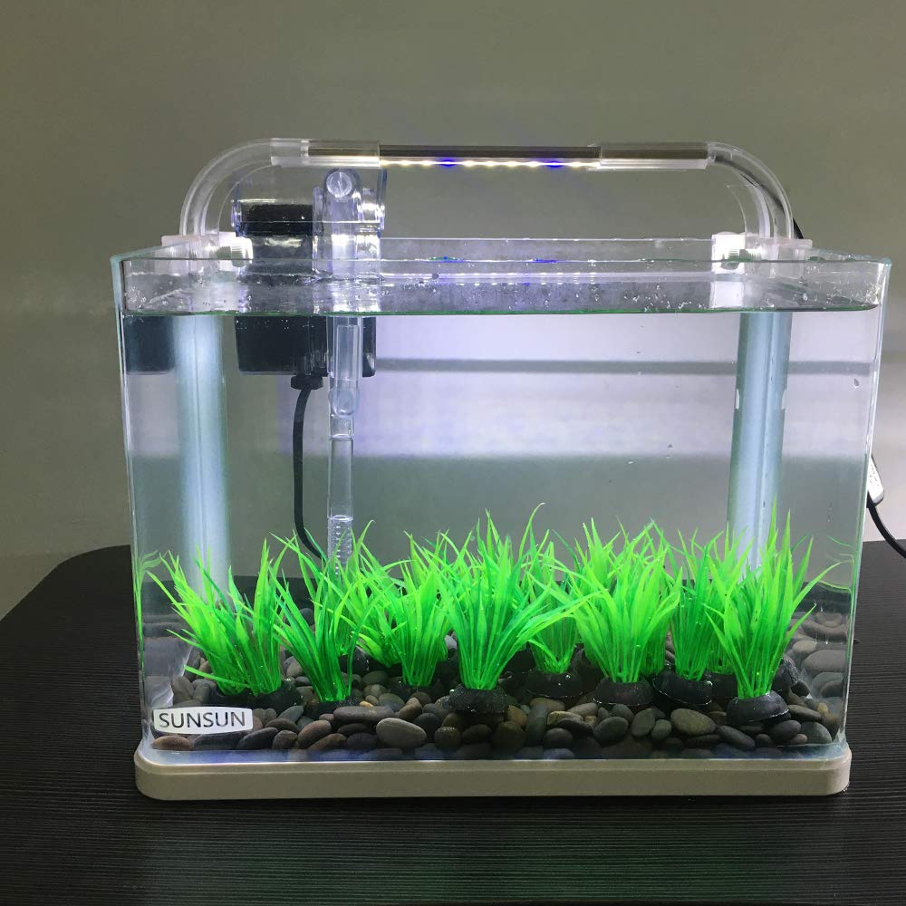 Smoothedo-Pets Aquarium Plants Fish Tank Decorations 20Pcs Small Size/1Inch Tall Plastic Artificial Plant Goldfish Waterscape Fish Hides Mini Grass Set (Green-B)
