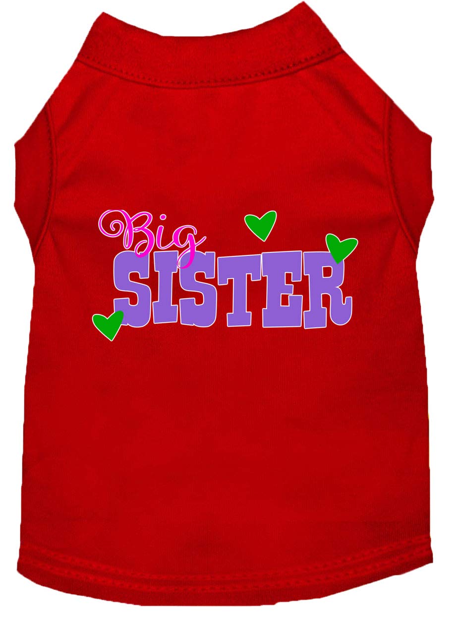 Pet Dog & Cat Shirt Screen Printed, "Big Sister" Red XL (14-20 lbs.)