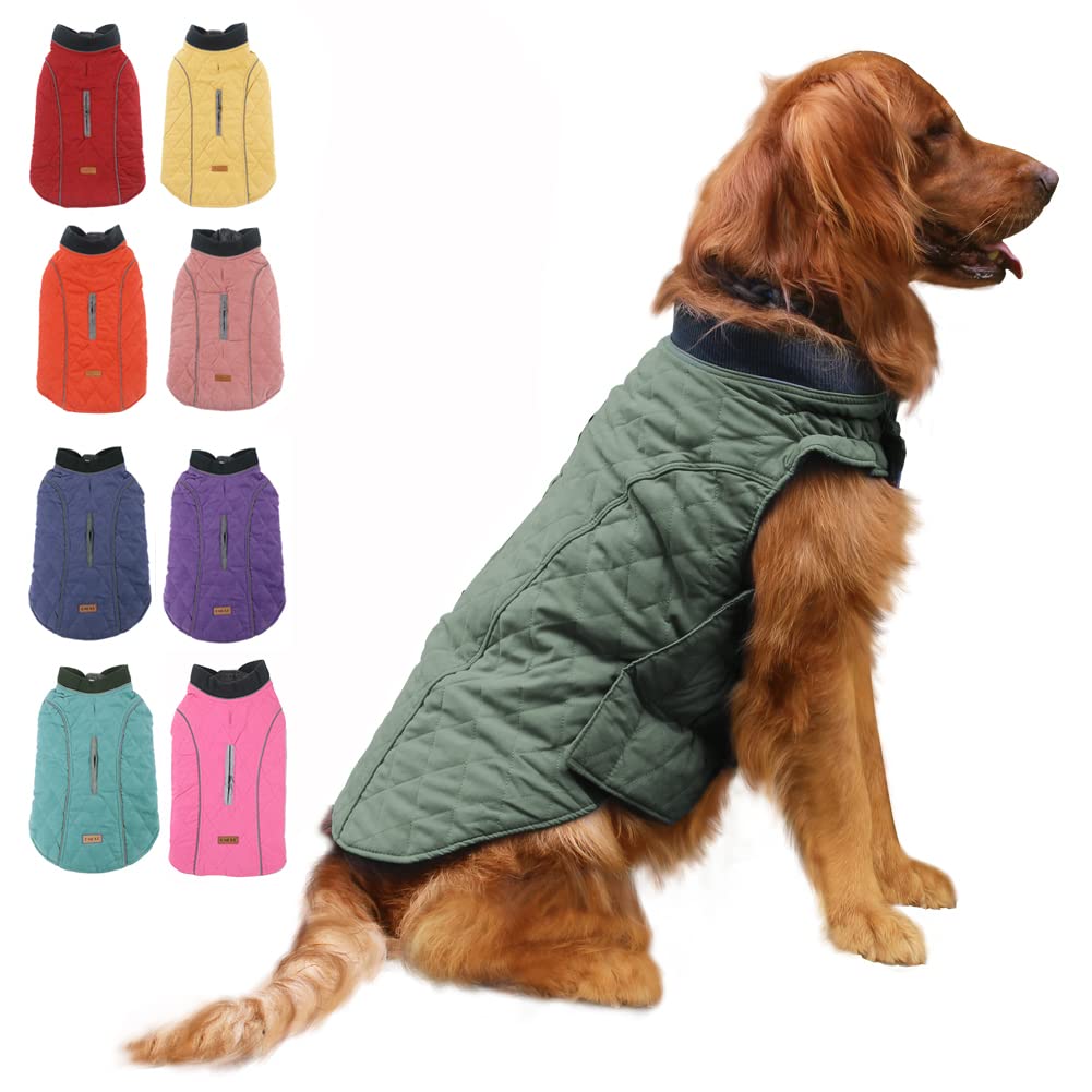 Emust British Style Windproof Warm Dog Coat, Polyester, Green, X-Small(Pack Of 1)