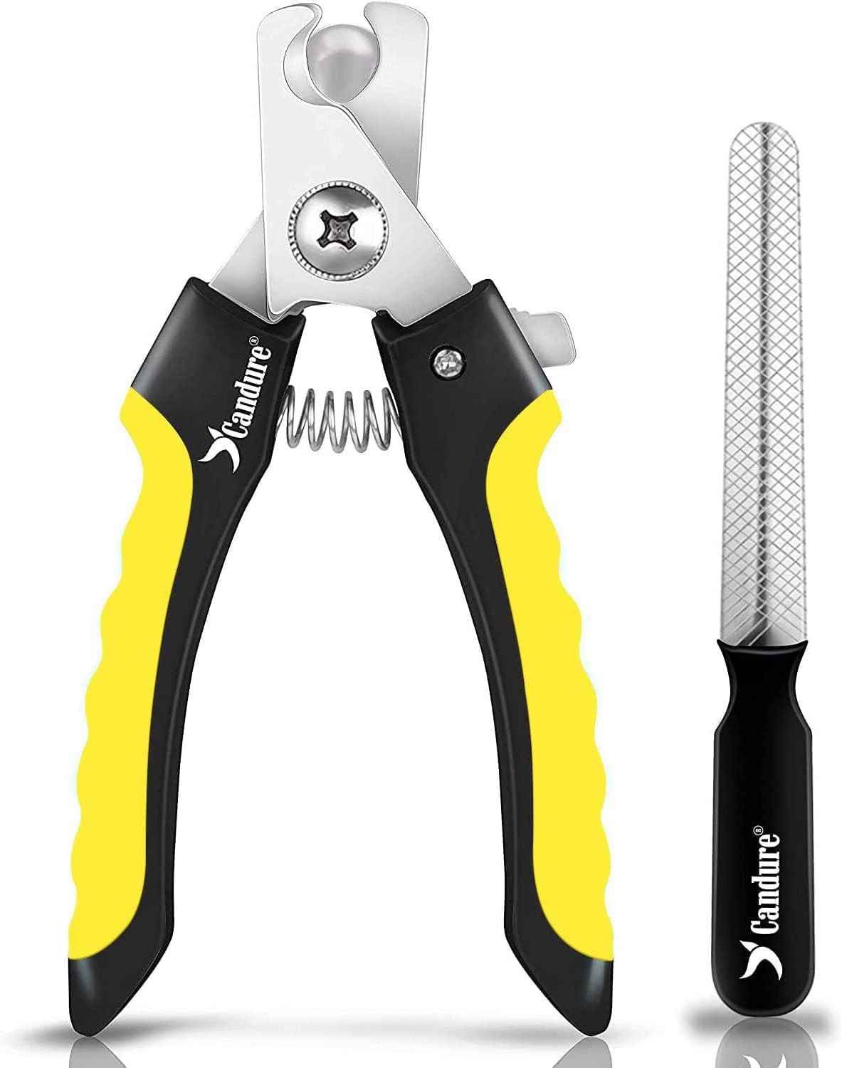 Candure Dog Nail Clippers - Professional Stainless Steel Trimmers for Small to Medium Breeds, Medium Size, Yellow, Model GB
