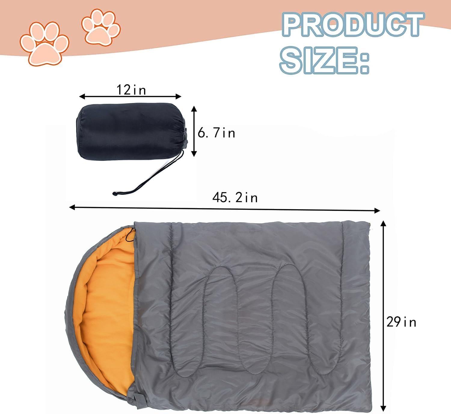 Dog Sleeping Bag Waterproof Warm Packable Dog Bed Mat With Storage Bag For Indoor Outdoor Travel Camping Hiking Backpacking(Grey