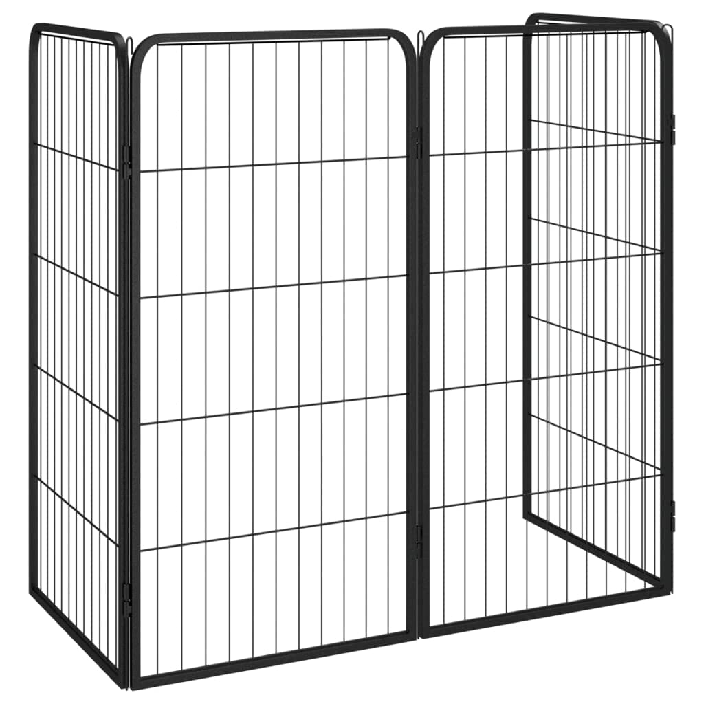 vidaXL Dog Playpen - Black Powder-Coated Steel Exercise Space - Easy Assembly and Firm-Secured Panels- Size: 19.7x39.4