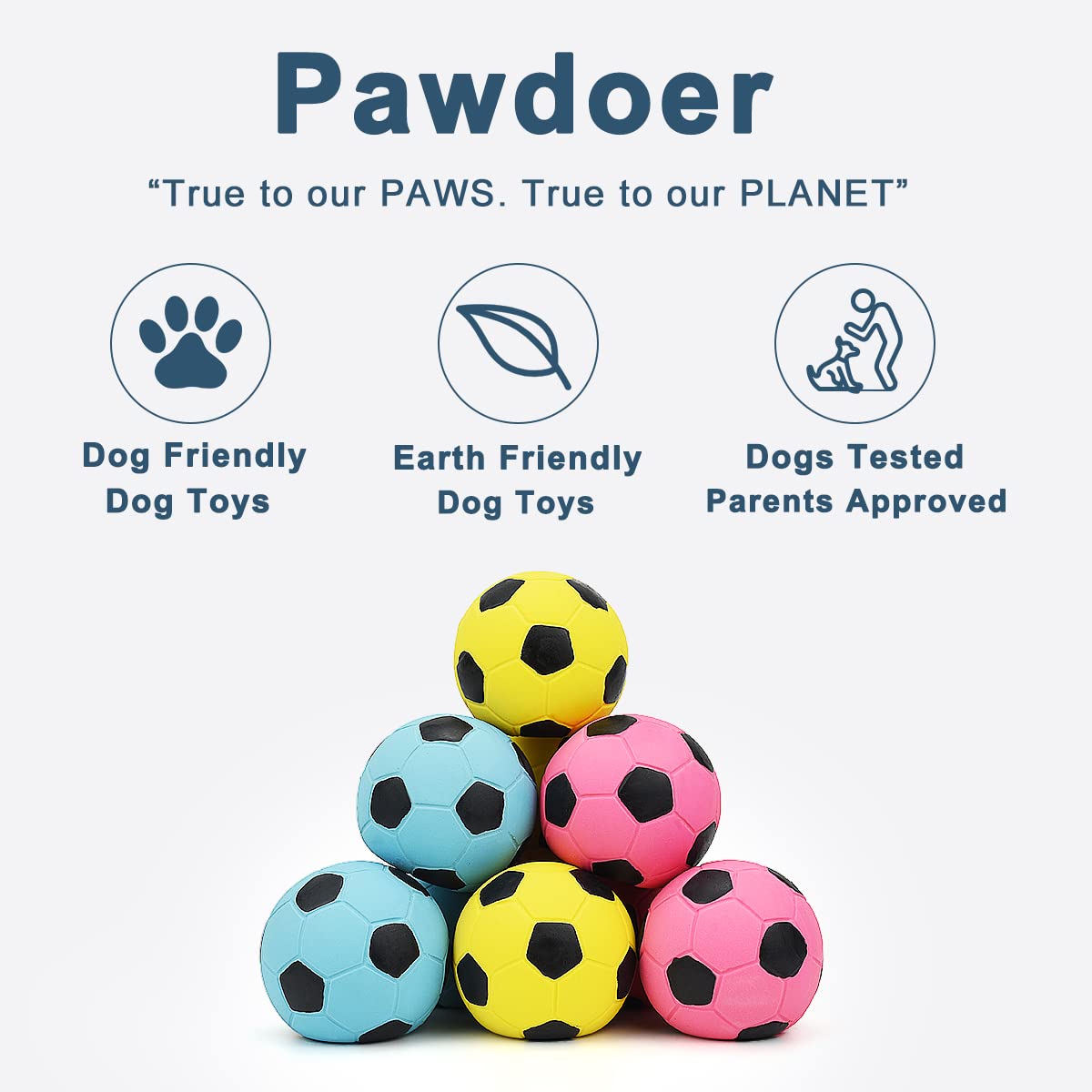 Pawdoer Squeaky Dog Toys - Soft Latex Rubber Squeaky Dog Ball For Small Dogs Puppies - Cute Bounce Dog Squeak Toys Balls With Funny Cute Face