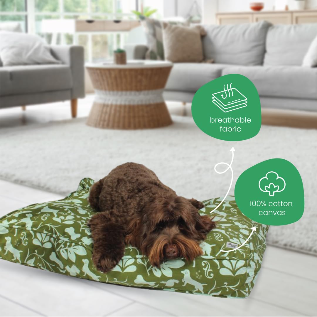 Molly Mutt Medium To Large Dog Bed Cover, Amarillo By Morning, Olive Green & Light Blue 27''X36''X5''