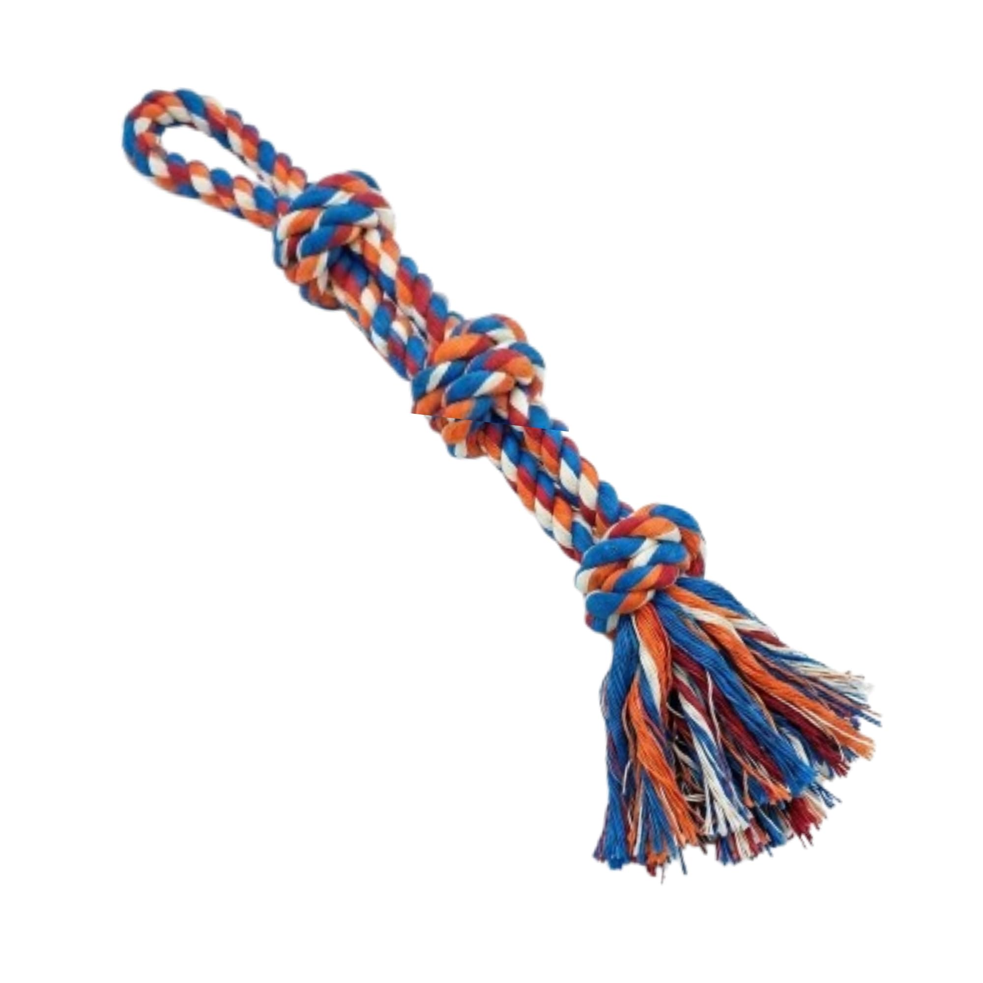 Bohobark Cotton Rope 3 Knot Dog Toy For Medium & Large Dogs | Strong Knotted Tug Of War Rope Toy For Medium & Large Dogs | Denta
