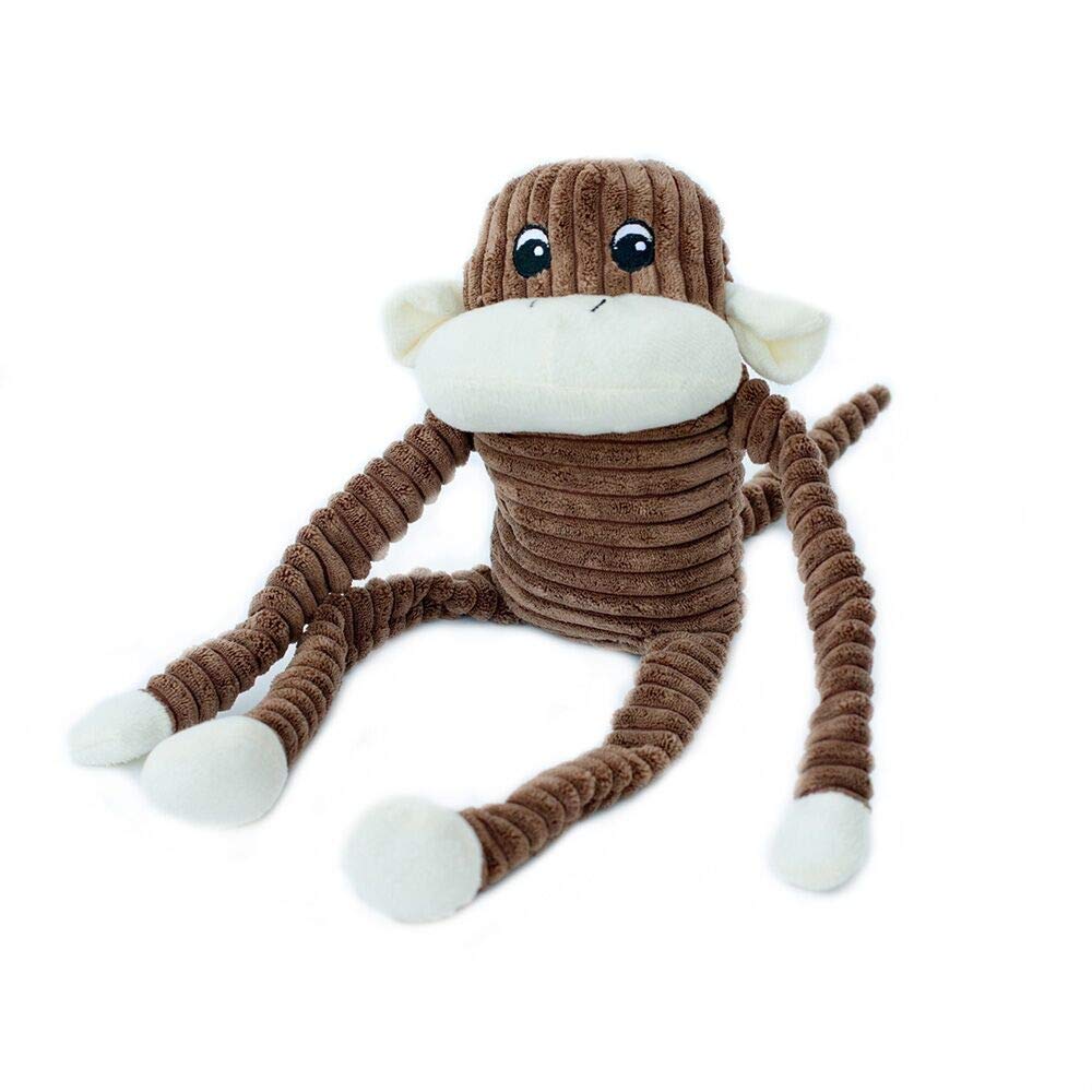 Zippypaws - Spencer The Crinkle Monkey Dog Toy, Squeaker And Crinkle Plush Toy - Brown, Large