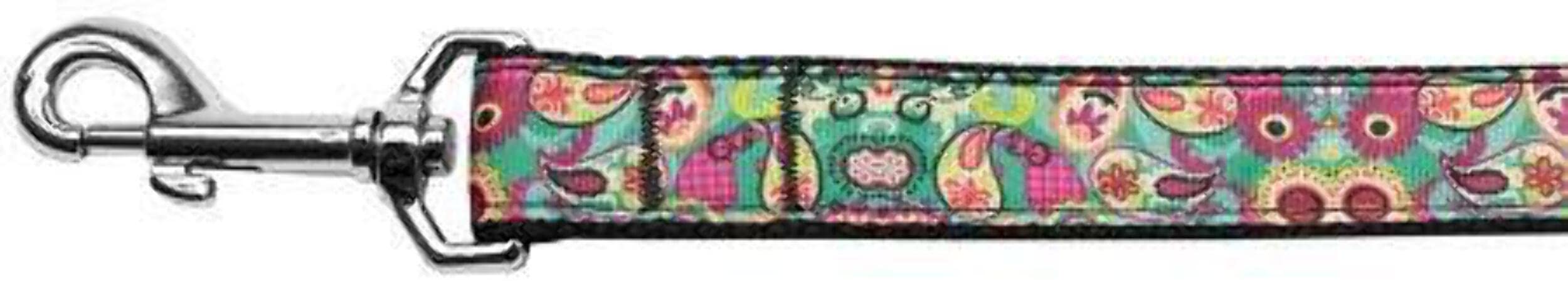 Pet Dog & Cat Nylon Collar or Leash, "Turquoise Paisley" 3/8" w x 4 ft. leash