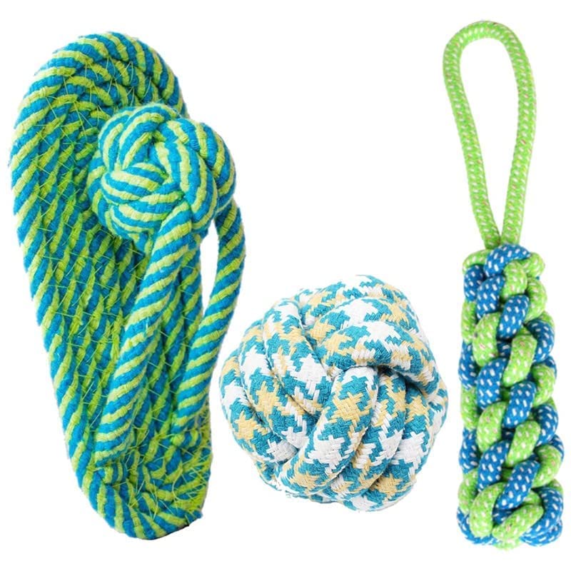 Pups&Pets Dog Rope Toy,Interactive Pet Chew Toys Set,Washable Braided Cotton Teeth Cleaning Chewers For Puppies,Small,Medium And