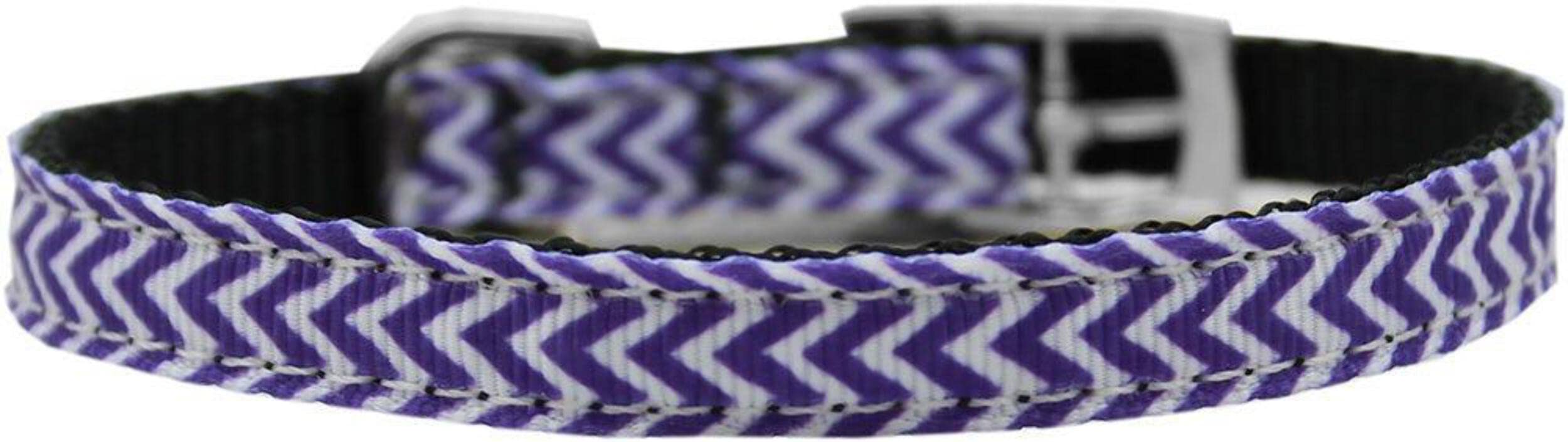 Mirage Pet Products Chevrons Nylon Dog Collar with Classic Buckle, Size 8, Red