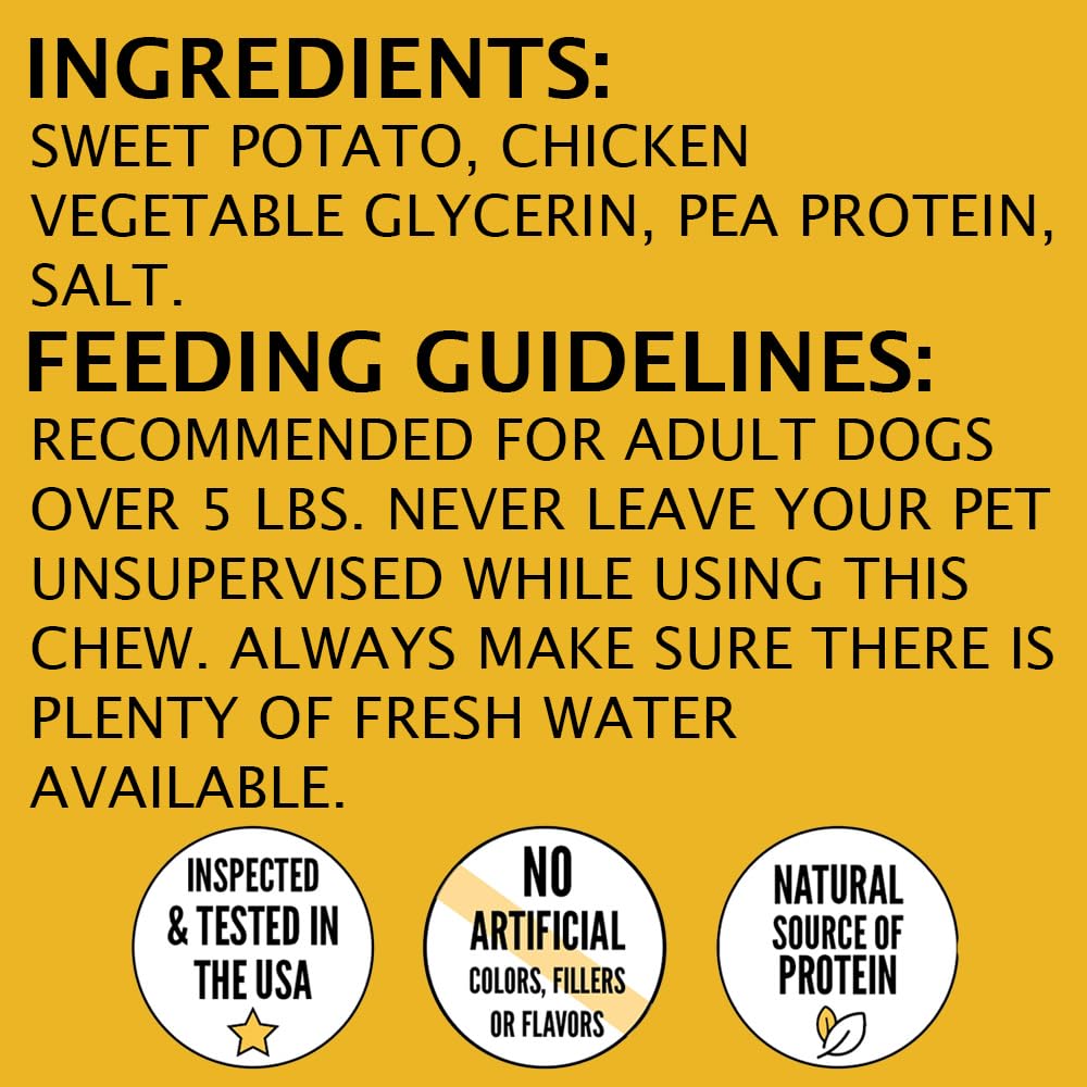 Hubert Premium Dog Treats Chicken & Sweet Potato Wraps - Natural Training Treats, 2.5 lbs