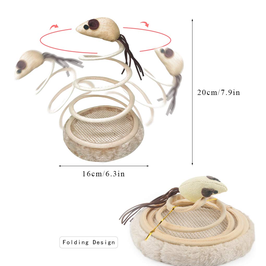 Andiker Interactive Cat Toy, Cat Plush Toy with Spiral Spring Plate and Funny Ball or Mouse Interactive Stainless Steel Spring R