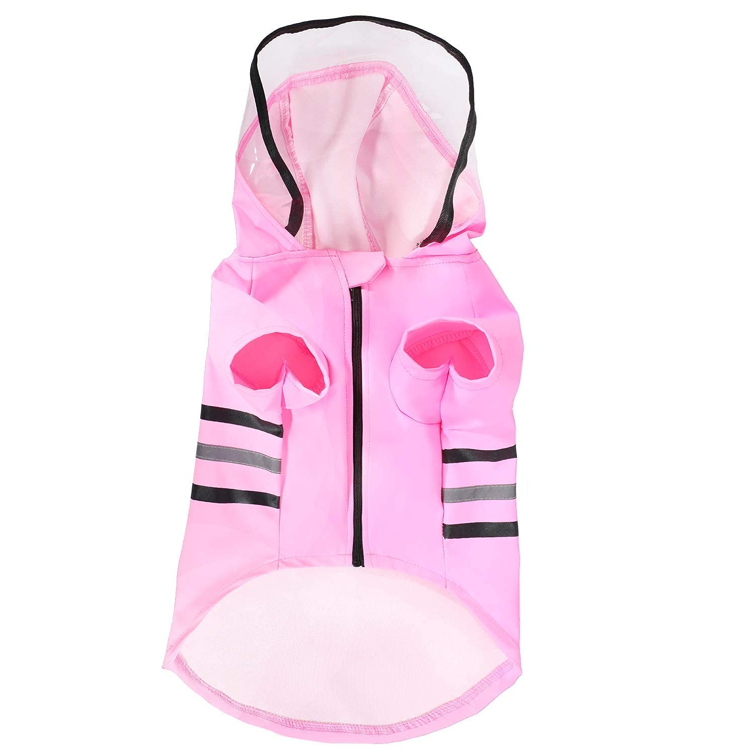 Wizland Reflective Dog Raincoat Dog Rain Jacket With Hood Lightweight Waterproof Rain Coat For Puppies (Pink M)