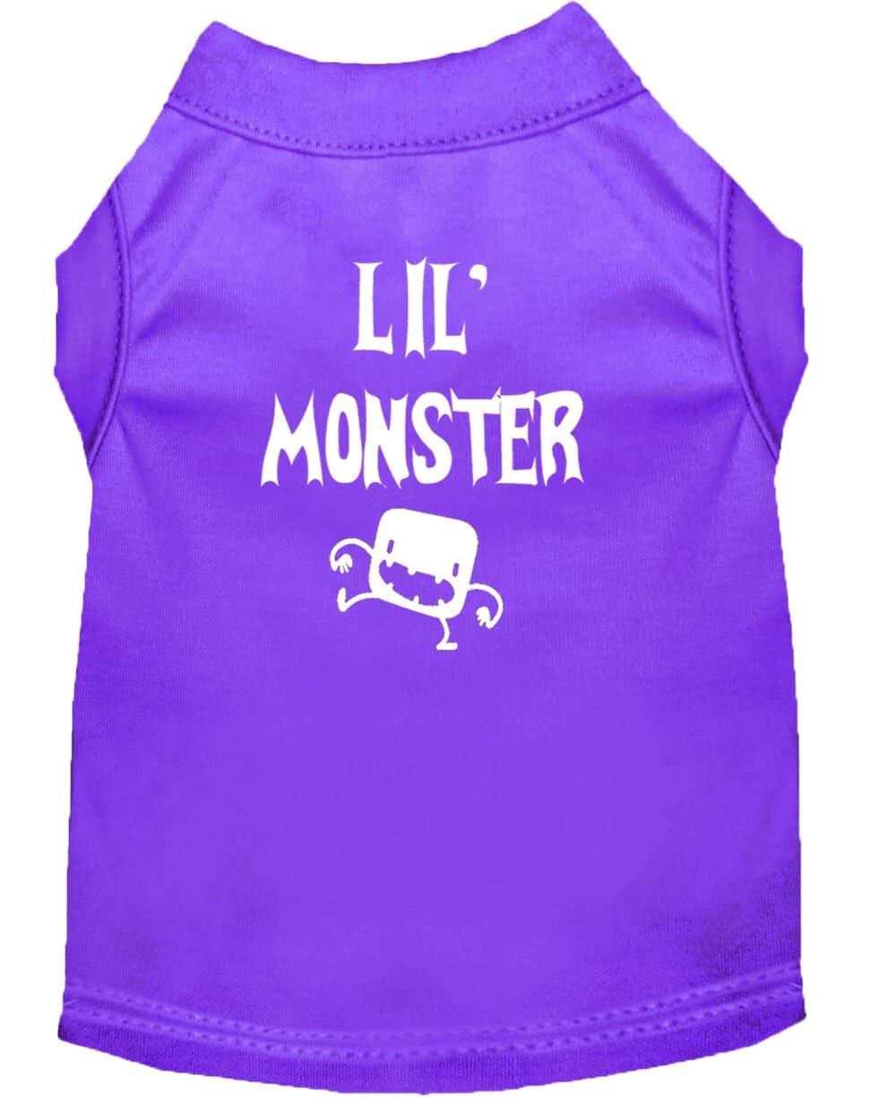 Halloween Pet Dog & Cat Shirt Screen Printed, Lil Monster Yellow LG (10-14 lbs.)
