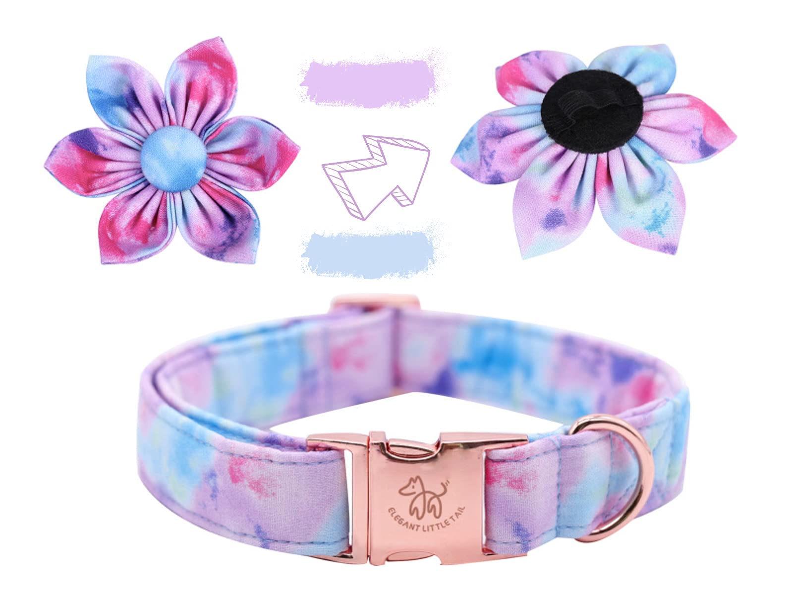 Elegant little tail Colorful Dog Collar for Female or Male Dogs, Flower Pet Collar Adjustable Dog Collars Gift for X-Small Dogs