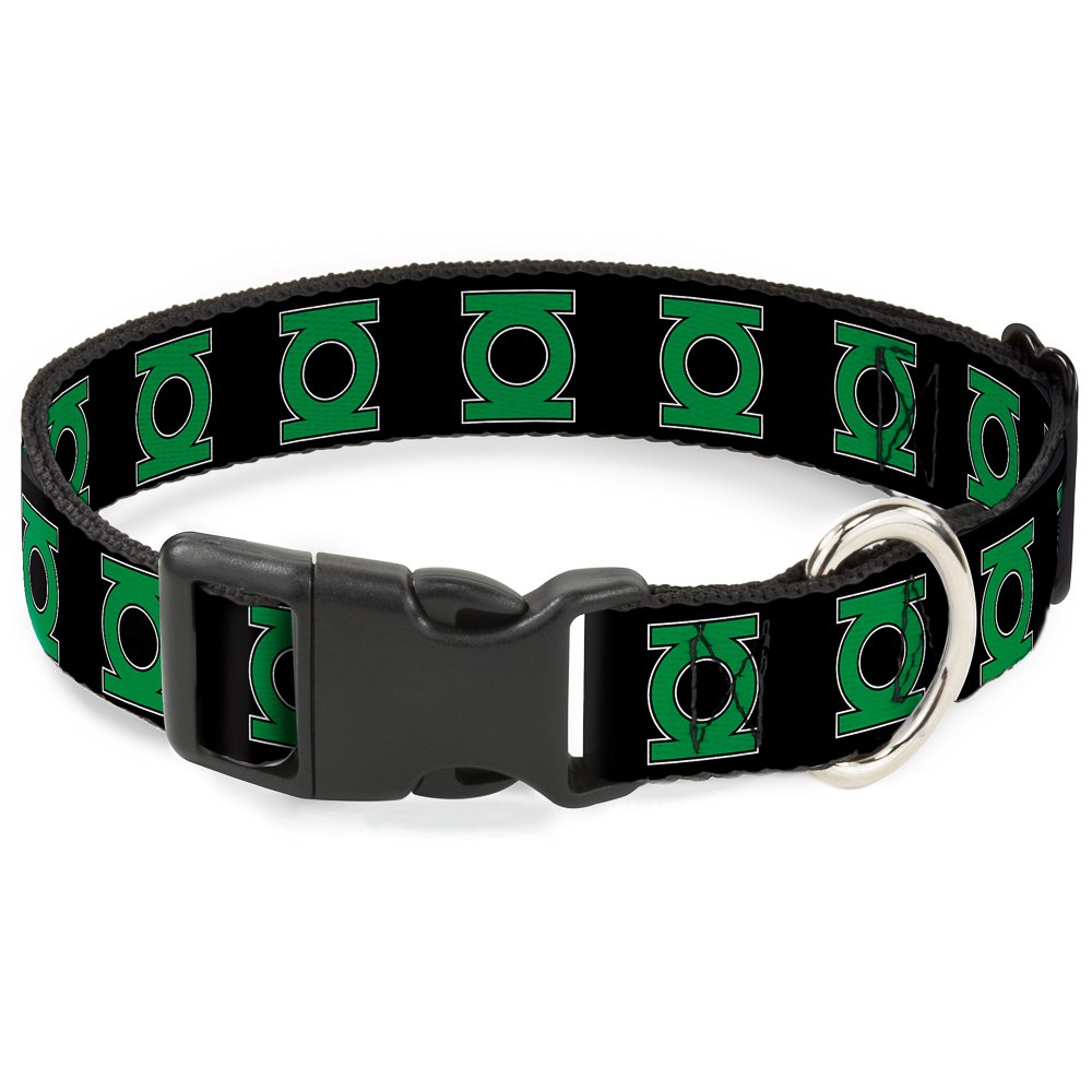 Buckle-Down Green Lantern Logo Black/Green Plastic Clip Collar, Narrow Medium/7-13'