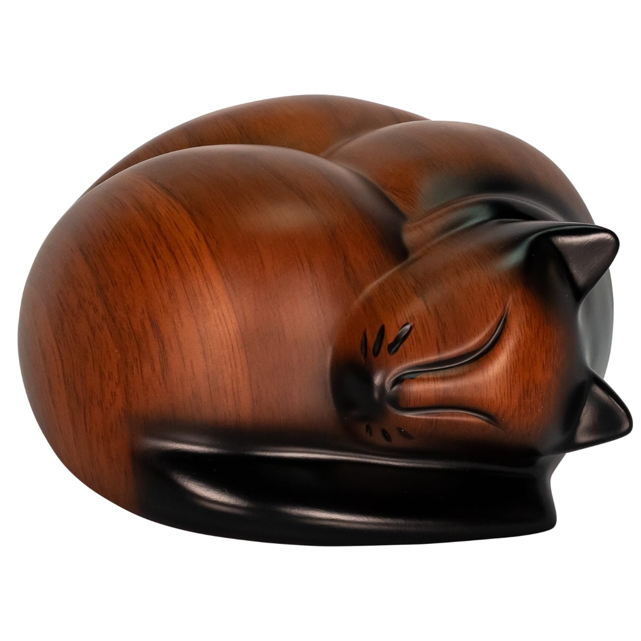Sleeping Cat Pet Urn, Cremation Urn For Feline Ashes, Brown Cats, Kitty Urn, Medium Sized Pets Memorial, 3.75 Inches High