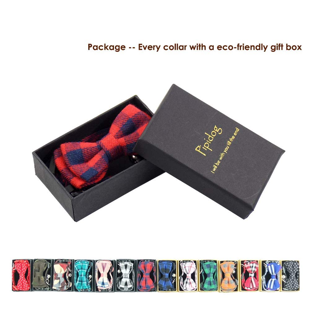 Cat Collar Breakaway With Bell And Bow Tie, Plaid Design Adjustable Safety Kitty Kitten Collars(6.8-10.8In) (Red Plaid 2)