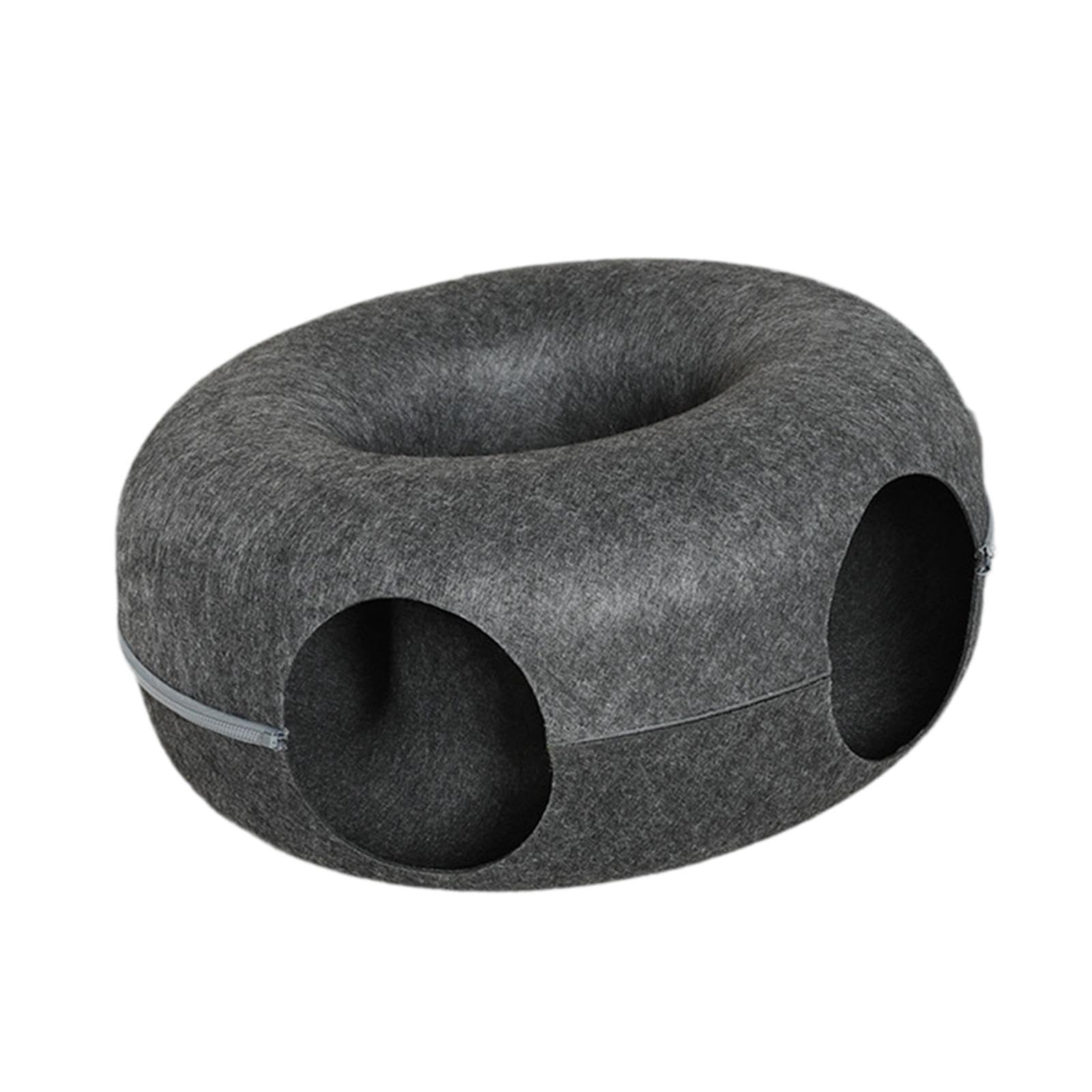 EnakshiCat Bed Play Tunnel Round Zip To Detachable Scratching Playing Hut For Bunny Dark Grey|Pet Supplies|Cat Supplies|Toys