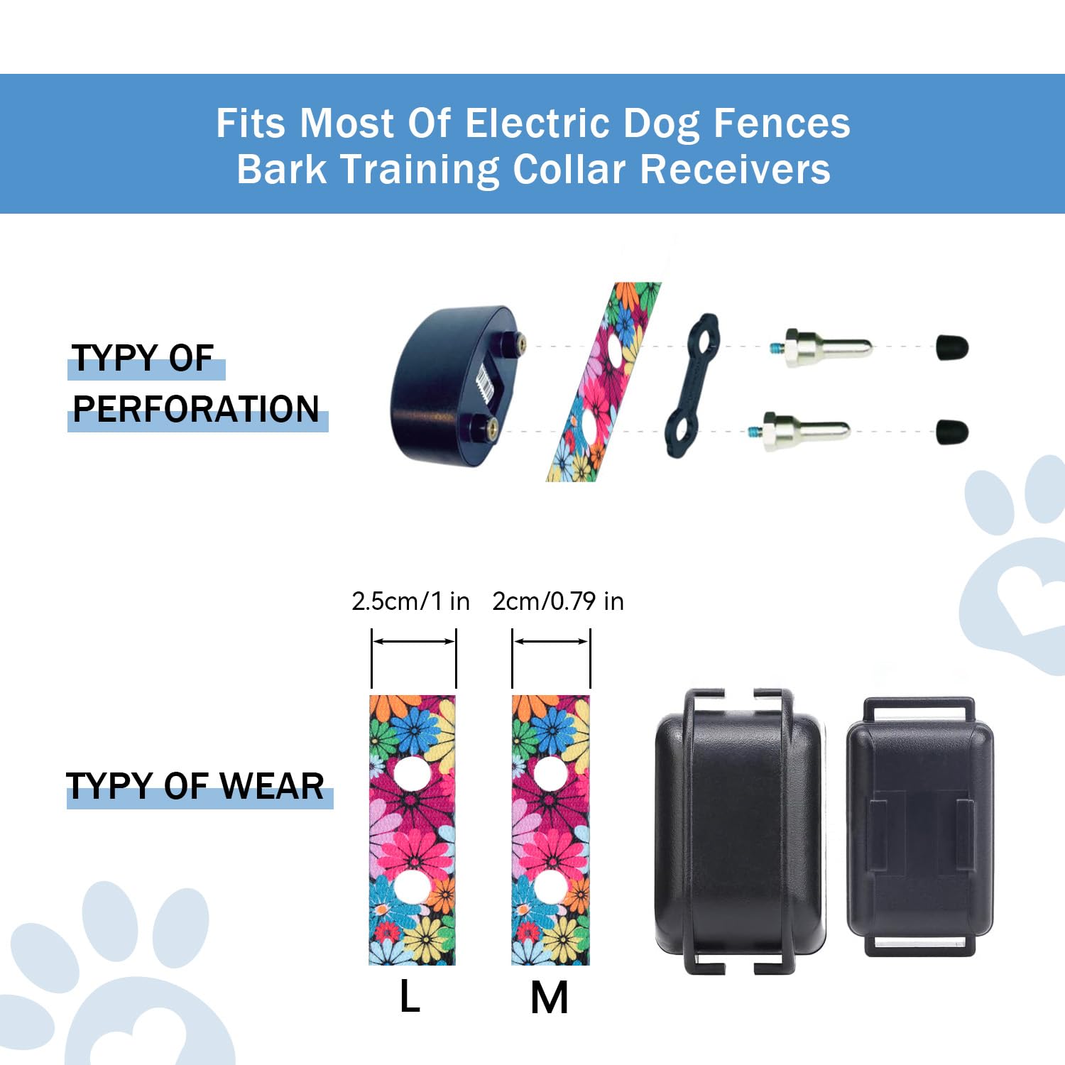 Rhea Rose 1 Inch Replacement Collar Strap Shock Collar with 2 Holes, Compatible with Nearly All Brands and Models of Underground