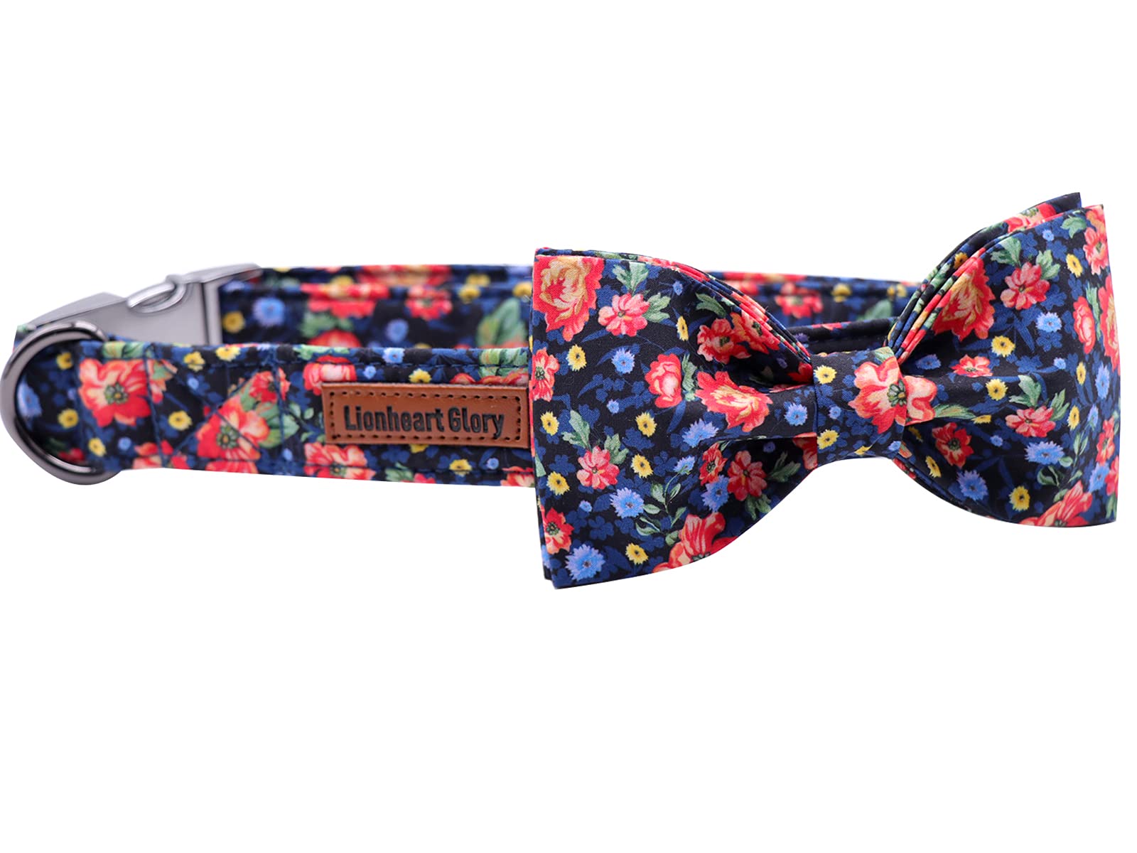 Lionheart Glory Premium Floral Dog Collars, Bowtie Dog Collar, Adjustable Heavy Duty Dog Collar With Bow For Large Dogs