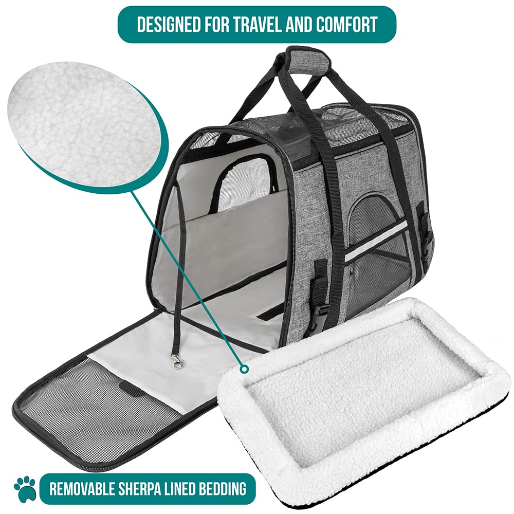 Petami Airline Approved Pet Carrier For Cat, Soft Sided Dog Carrier For Small Dog, Cat Travel Supplies Accessories Indoor Cat, Ventilated Pet Carrying Bag Medium Large Kitten Puppy, Small Heather Gray