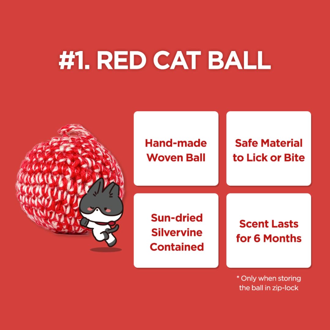 JAYU PET Cat Holic Ball and Spray - Handmade Kicker Ball Silvervine Inside (2.7 inch) & High Potency Essential Catnip Spray (1fl