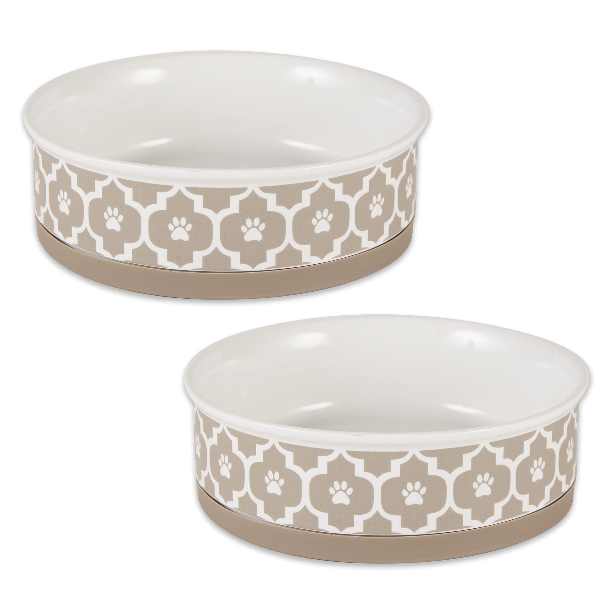 DII Pet Bowl Lattice Stone Large 7.5Dx2.4H (Set of 2)