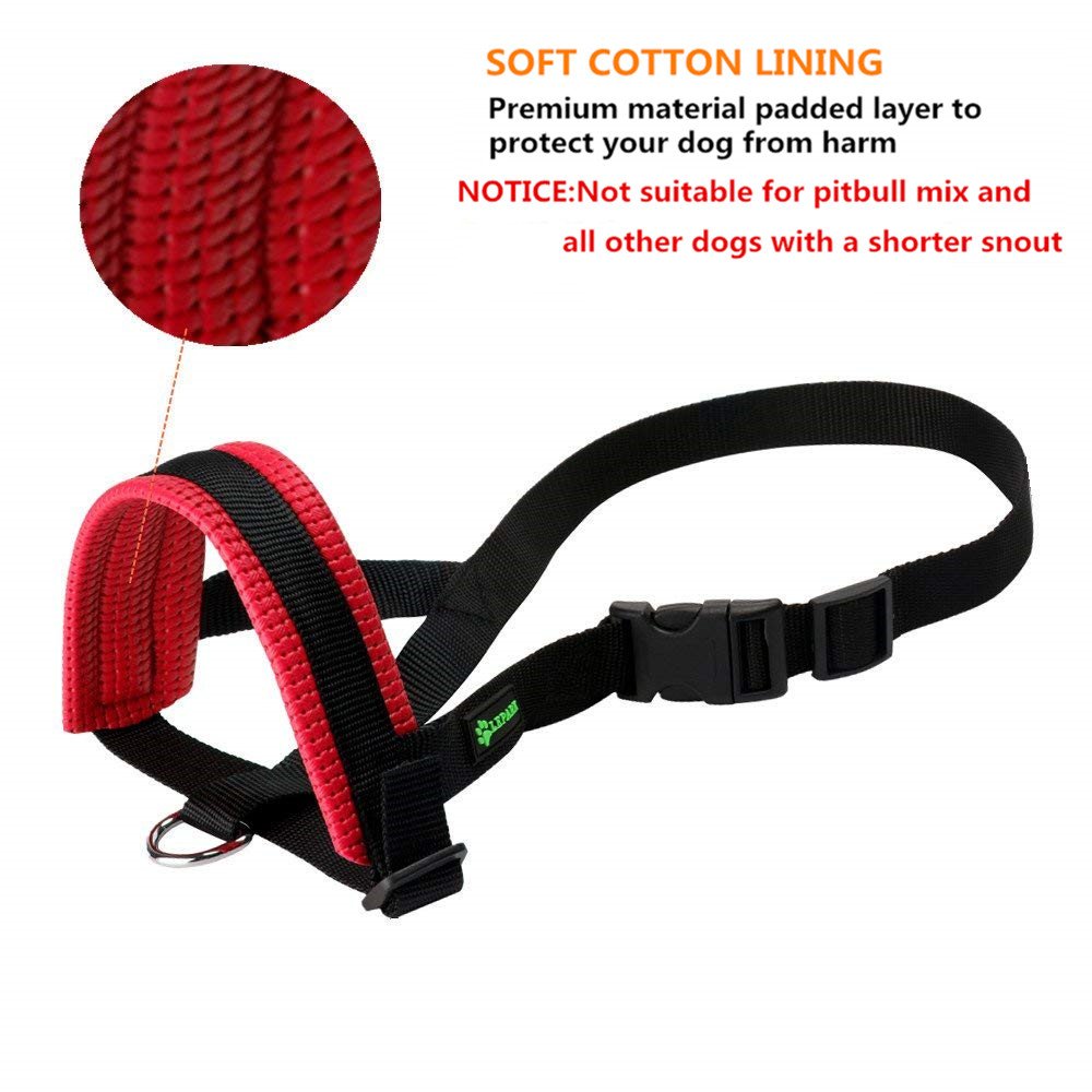 Nylon Dog Muzzle for Small,Medium,Large Dogs Prevent from Biting,Barking and Chewing,Adjustable Loop(L/Red)