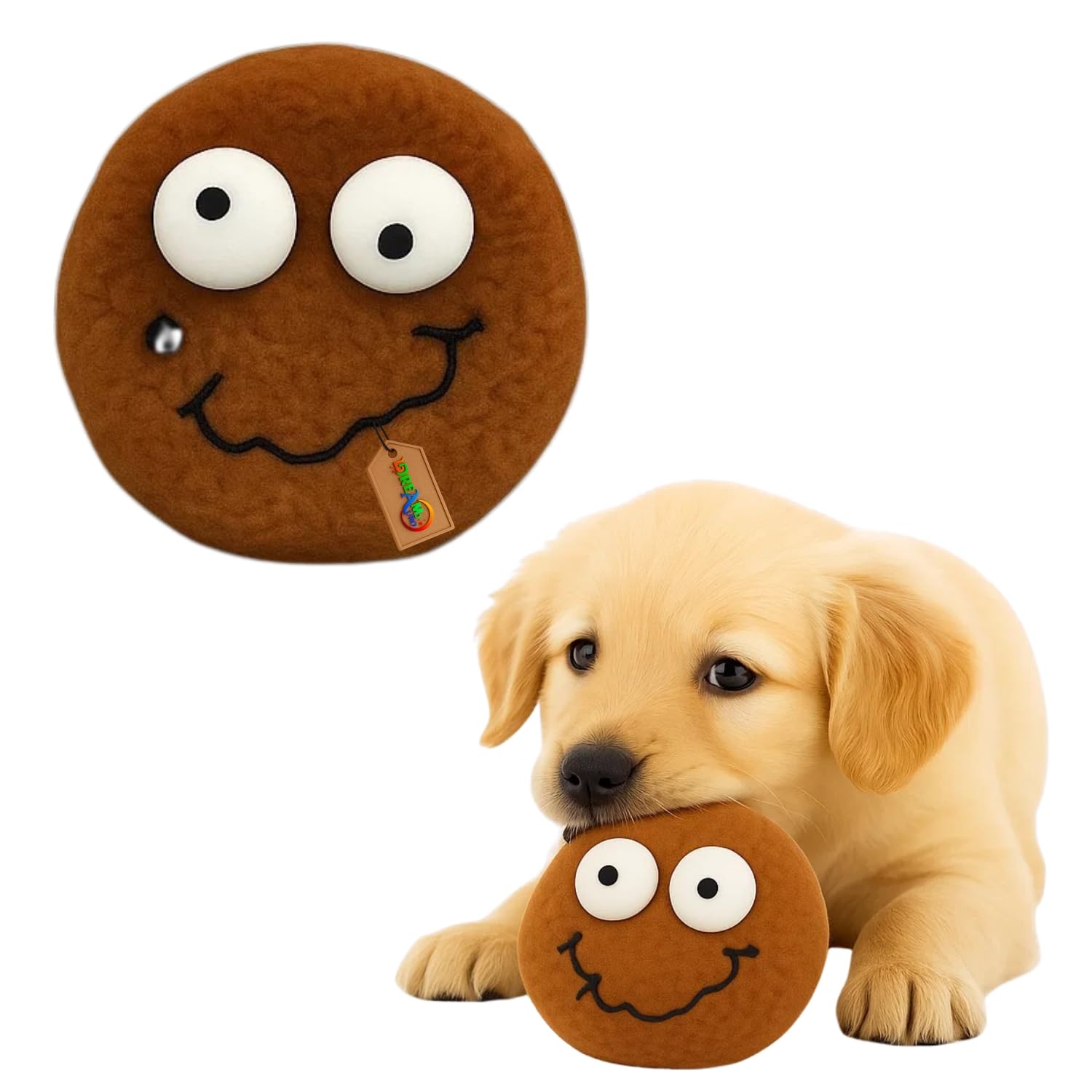 DreamAuro Cookie Cookie Squeaky Toy for Dogs | Fun Sandwich Biscuit Design with Builtin Squeaker | Durable Soft Rubber Chew Toy