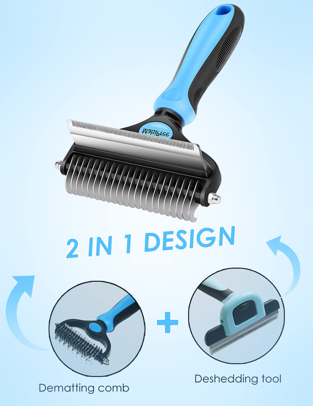 Malsipree Dog Grooming Brush For Shedding - 2 In 1 Deshedding Tool And Undercoat Rake For Long And Short Haired Dogs With Double