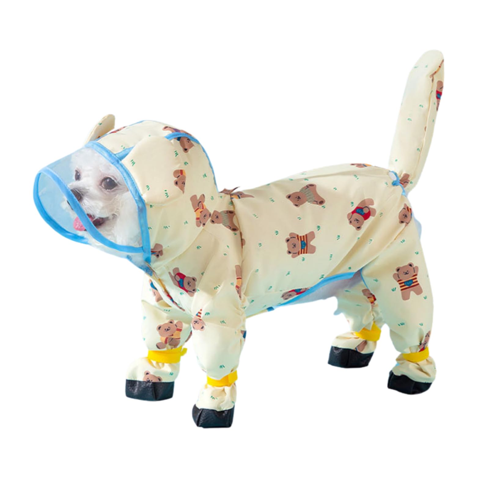 Harikaji Small Dog Raincoat, Tail Protect Feet Cover Waterproof Dog Rain Jacket Dog Rain Coat For Puppy Small Dogs (Yellow Beaar